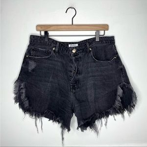 Good American Bombshell High Waist Cutoff Denim Shorts Womens 32/14